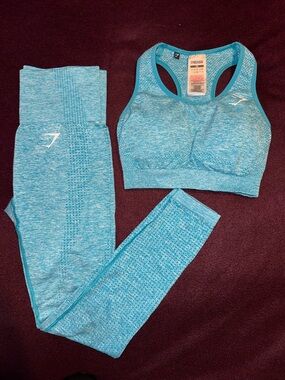 Gymshark Aqua Teal Seamless Racerback Sports Bra